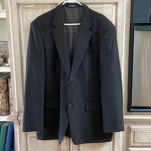 Jones New York sports coat sz 44L black brown check euc